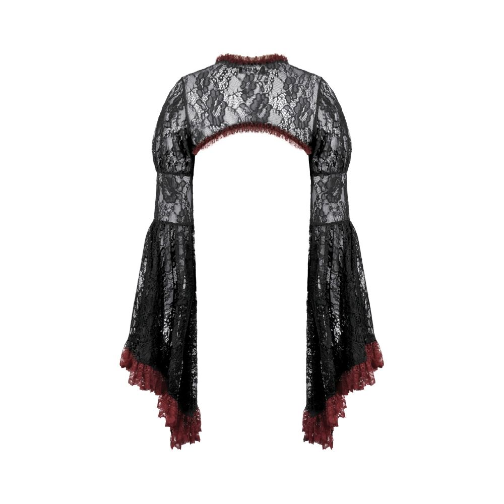 Dark in Love - Gothic Baroque Lace Cardigan - Zwart/Bordeaux rood